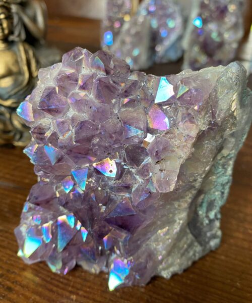 Premium High Grade Amethyst Angel Aura Druzy 138 Mini Geode Cluster Piece Cut Base 800g H9.5xW10xD6cm - Image 5