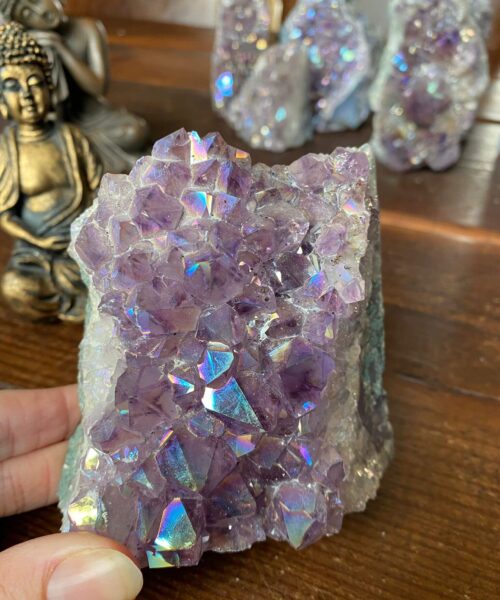 Premium High Grade Amethyst Angel Aura Druzy 138 Mini Geode Cluster Piece Cut Base 800g H9.5xW10xD6cm - Image 6