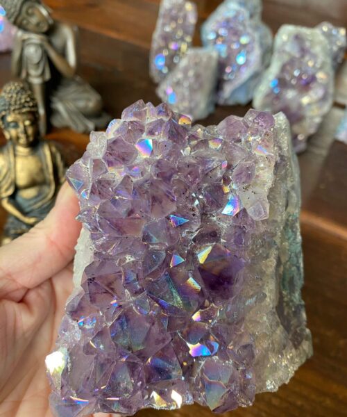 Premium High Grade Amethyst Angel Aura Druzy 138 Mini Geode Cluster Piece Cut Base 800g H9.5xW10xD6cm - Image 7