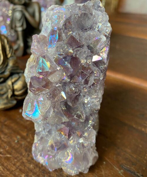 Premium High Grade Amethyst Angel Aura Druzy 139 Mini Geode Cluster Piece Cut Base 786g H11xW5.5xD9.5cm