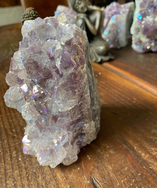 Premium High Grade Amethyst Angel Aura Druzy 139 Mini Geode Cluster Piece Cut Base 786g H11xW5.5xD9.5cm - Image 4