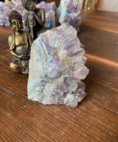 Premium High Grade Amethyst Angel Aura Druzy 139 Mini Geode Cluster Piece Cut Base 786g H11xW5.5xD9.5cm - Image 7