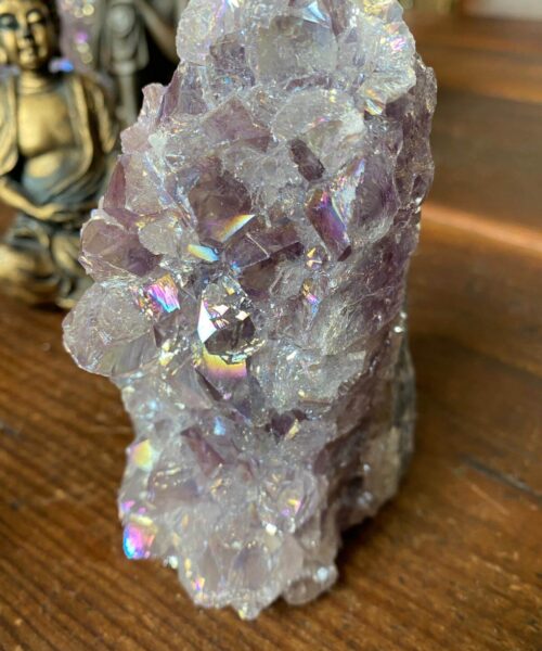 Premium High Grade Amethyst Angel Aura Druzy 139 Mini Geode Cluster Piece Cut Base 786g H11xW5.5xD9.5cm - Image 8