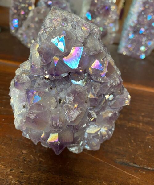 Premium High Grade Amethyst Angel Aura Druzy 141 Mini Geode Cluster Piece Cut Base 576g H9.5xW8.5xD6cm