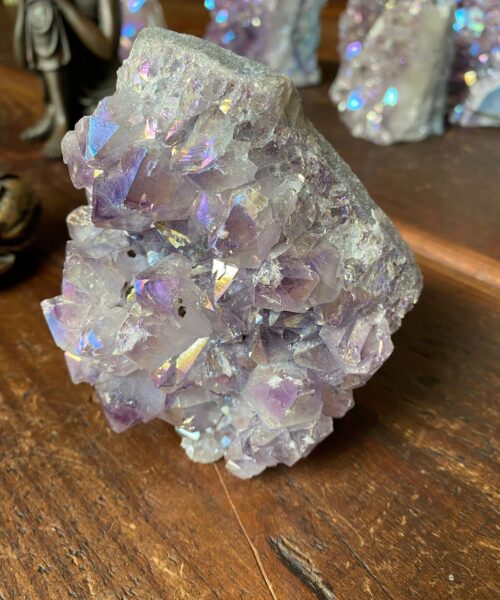Premium High Grade Amethyst Angel Aura Druzy 141 Mini Geode Cluster Piece Cut Base 576g H9.5xW8.5xD6cm - Image 3