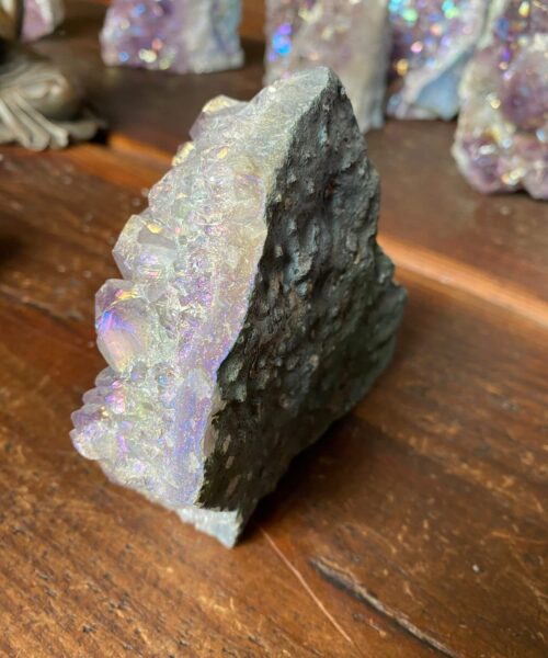 Premium High Grade Amethyst Angel Aura Druzy 141 Mini Geode Cluster Piece Cut Base 576g H9.5xW8.5xD6cm - Image 4