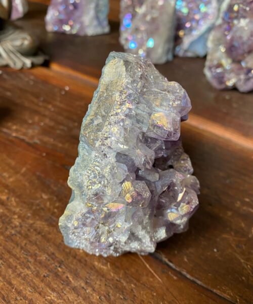 Premium High Grade Amethyst Angel Aura Druzy 141 Mini Geode Cluster Piece Cut Base 576g H9.5xW8.5xD6cm - Image 6