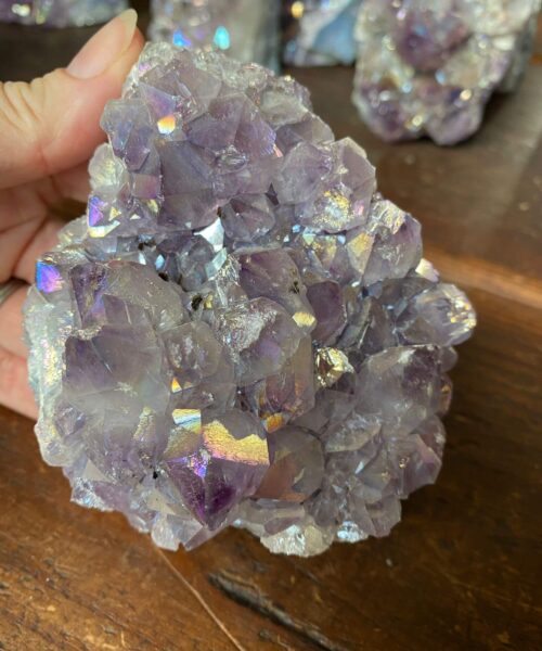 Premium High Grade Amethyst Angel Aura Druzy 141 Mini Geode Cluster Piece Cut Base 576g H9.5xW8.5xD6cm - Image 8
