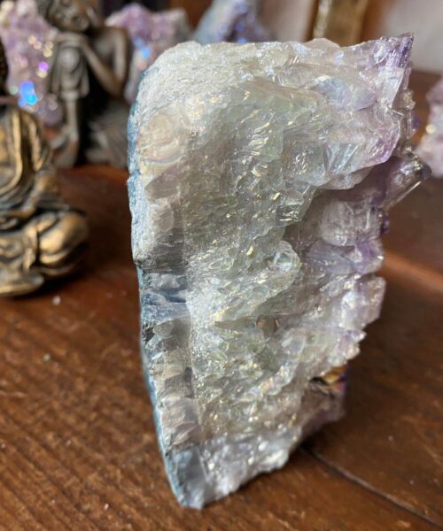Premium High Grade Amethyst Angel Aura Druzy 142 Mini Geode Cluster Piece Cut Base 969g H12xW8xD7cm - Image 7