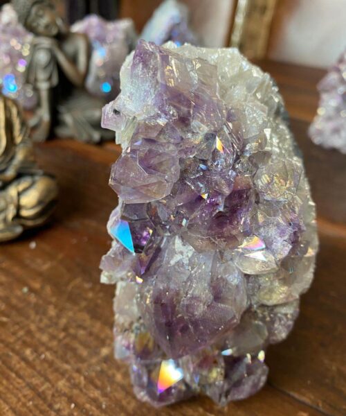 Premium High Grade Amethyst Angel Aura Druzy 142 Mini Geode Cluster Piece Cut Base 969g H12xW8xD7cm - Image 8