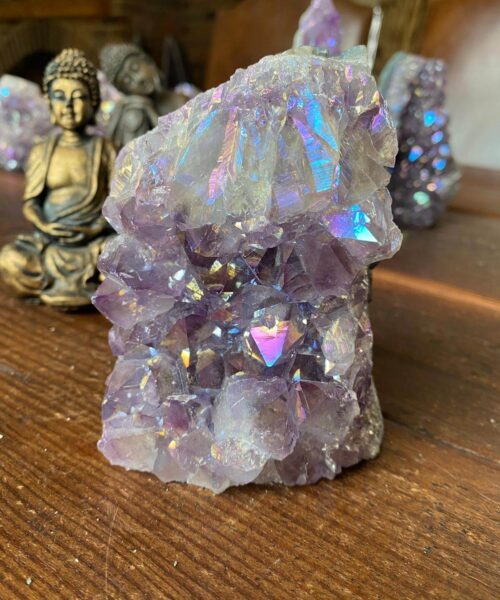 Alternative view of Premium High Grade Amethyst Angel Aura Druzy 143 Mini Geode Cluster Piece Cut Base 825g H11xW8xD6.5cm