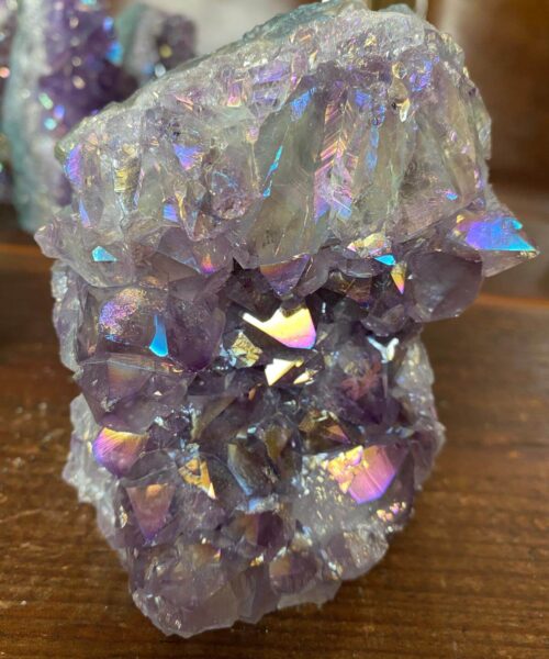Premium High Grade Amethyst Angel Aura Druzy 143 Mini Geode Cluster Piece Cut Base 825g H11xW8xD6.5cm