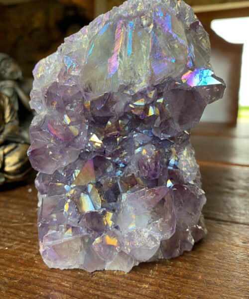 Premium High Grade Amethyst Angel Aura Druzy 143 Mini Geode Cluster Piece Cut Base 825g H11xW8xD6.5cm - Image 3
