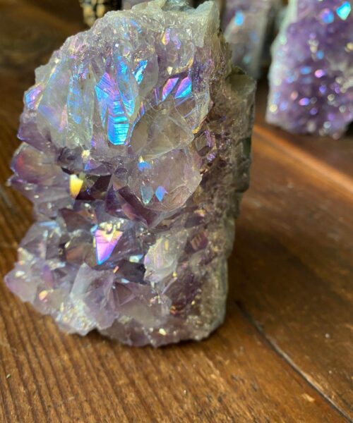 Premium High Grade Amethyst Angel Aura Druzy 143 Mini Geode Cluster Piece Cut Base 825g H11xW8xD6.5cm - Image 4