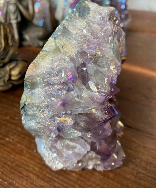 Premium High Grade Amethyst Angel Aura Druzy 143 Mini Geode Cluster Piece Cut Base 825g H11xW8xD6.5cm - Image 7