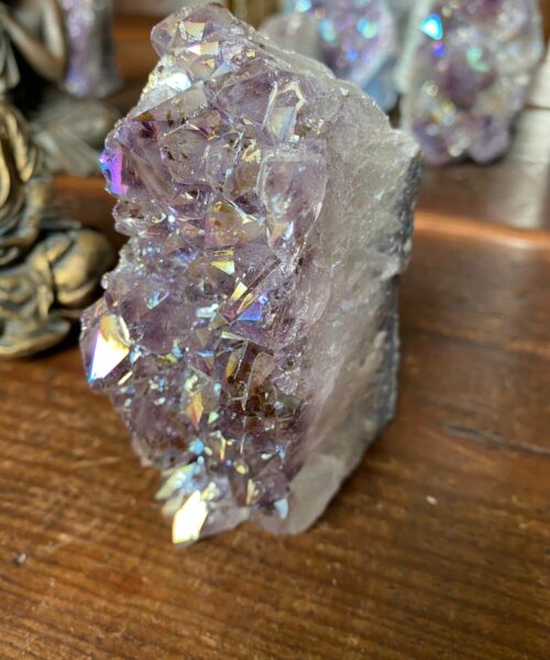 Premium High Grade Amethyst Angel Aura Druzy 145 Mini Geode Cluster Piece Cut Base 548g H11xW4.5xD7cm - Image 2