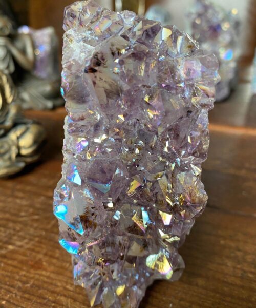 Premium High Grade Amethyst Angel Aura Druzy 145 Mini Geode Cluster Piece Cut Base 548g H11xW4.5xD7cm - Image 5