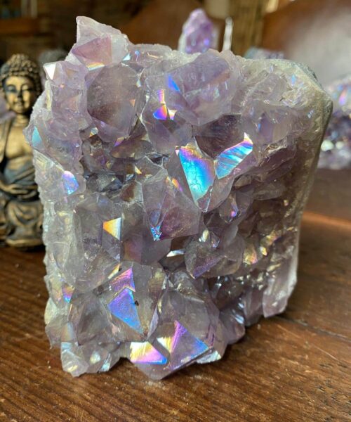Premium High Grade Amethyst Angel Aura Druzy 149 Mini Geode Cluster Piece Cut Base 1229g H11xW10.5xD7.5cm