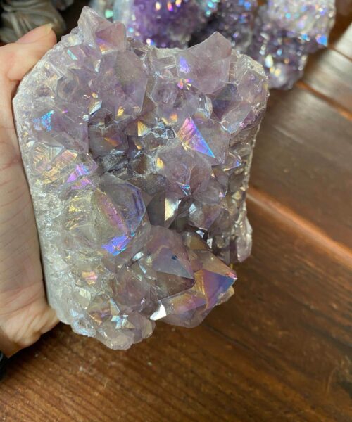 Premium High Grade Amethyst Angel Aura Druzy 149 Mini Geode Cluster Piece Cut Base 1229g H11xW10.5xD7.5cm - Image 10