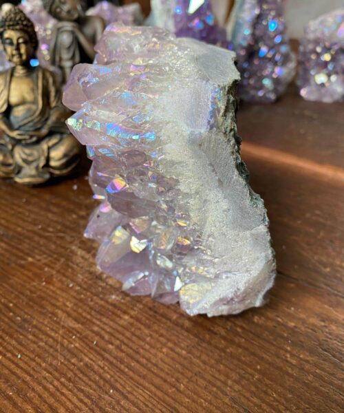 Premium High Grade Amethyst Angel Aura Druzy 149 Mini Geode Cluster Piece Cut Base 1229g H11xW10.5xD7.5cm - Image 4