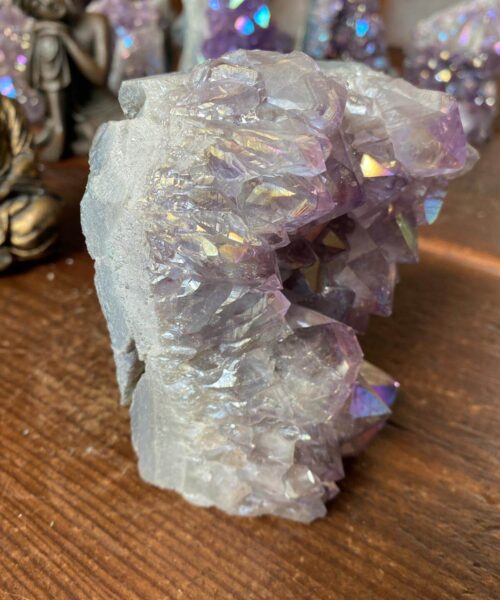 Premium High Grade Amethyst Angel Aura Druzy 149 Mini Geode Cluster Piece Cut Base 1229g H11xW10.5xD7.5cm - Image 6