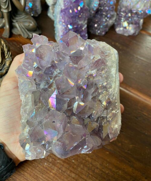 Premium High Grade Amethyst Angel Aura Druzy 149 Mini Geode Cluster Piece Cut Base 1229g H11xW10.5xD7.5cm - Image 8