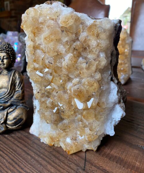 Premium High Grade Citrine Druzy 131 Mini Geode Cluster Piece 1.908g H15.5xW11.5xD9cm