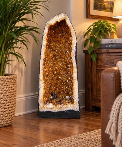 Tall Citrine Geode 362 Crystal Cluster Druzy Premium Grade 49.75kg H67xW29xD27cm