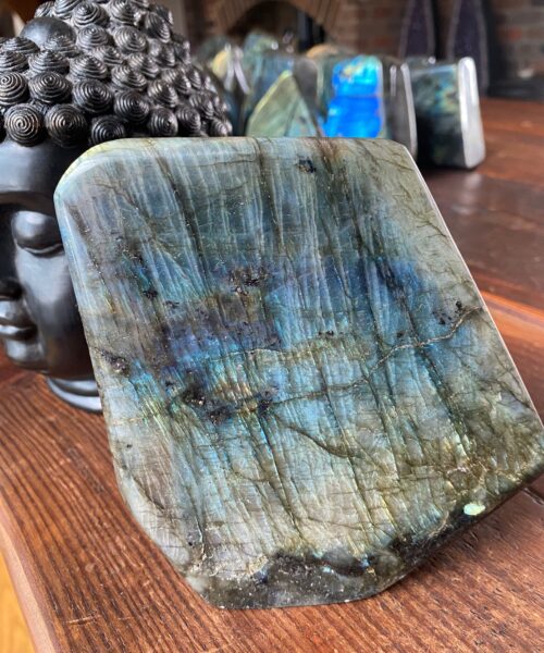 Very Large Blue Labradorite Freeform 14 Self Standing Healing Crystal Natural Polished Crystal Gem 1.404g – H13.5xW13xD5cm - Image 4