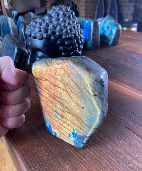Alternative view of Very Large Blue Labradorite Freeform 18 Self Standing Healing Crystal Natural Polished Crystal Gem 1.237g – H12.5xW13xD5cm