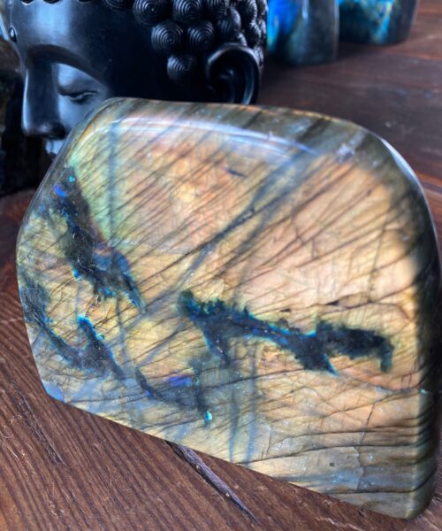 Very Large Blue Labradorite Freeform 19 Self Standing Healing Crystal Natural Polished Crystal Gem 1.347g – H11xW13xD5cm