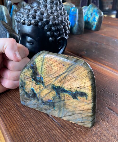 Alternative view of Very Large Blue Labradorite Freeform 19 Self Standing Healing Crystal Natural Polished Crystal Gem 1.347g – H11xW13xD5cm