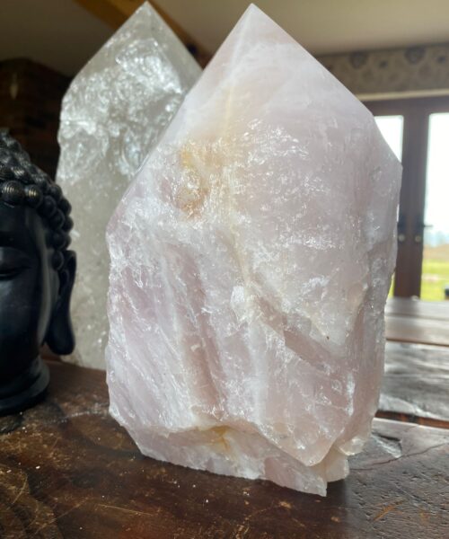 Alternative view of HUGE Extra Large Tall Point 10 Premium Rose Quartz Pink Crystal Quartz 3866g H22xW13xD11cm