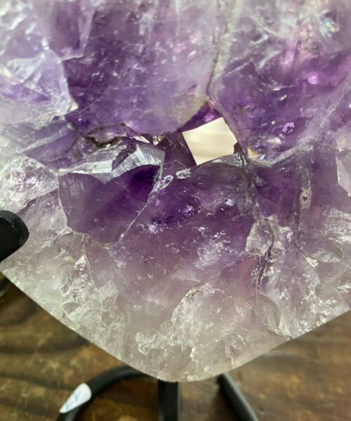 Alternative view of Large – Amethyst Heart 12 Iron Base Purple Quartz Geode Crystal 1.147kg H17.5xW15xD3.5cm