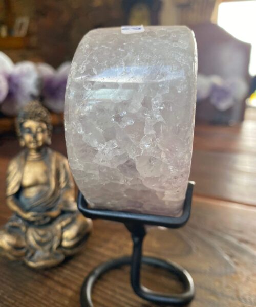 Large – Amethyst Heart 18 Iron Base Purple Quartz Geode Crystal 1.076kg H15xW13xD4cm - Image 3