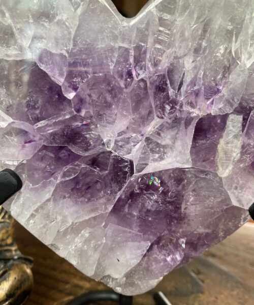 Alternative view of Extra Large – Huge Amethyst Heart 19 Iron Base Purple Quartz Geode Crystal 1.581kg H16.5xW15xD4.5cm