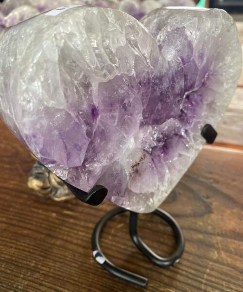 Extra Large – Huge Amethyst Heart 19 Iron Base Purple Quartz Geode Crystal 1.581kg H16.5xW15xD4.5cm - Image 6