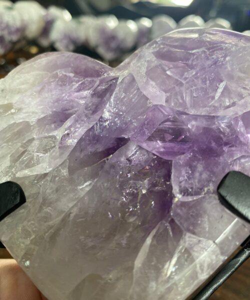 Alternative view of Large – Amethyst Heart 2 Iron Base Purple Quartz Geode Crystal 1.174kg H14.5xW12xD5cm