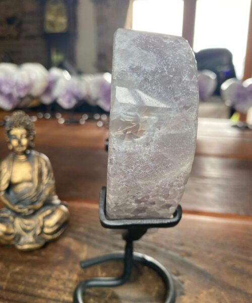 Large – Amethyst Heart 6 Iron Base Purple Quartz Geode Crystal 1.159kg H17xW15xD3.5cm - Image 9