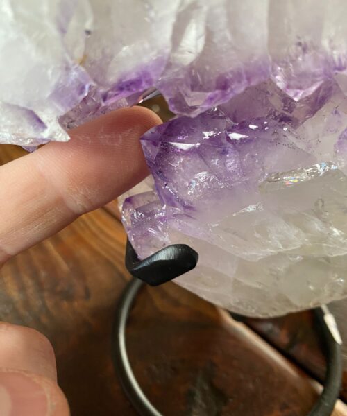 Extra Large – Huge Amethyst Heart 1 Iron Base Purple Quartz Geode Crystal 2.064kg H18.5xW18xD4.5cm - Image 12