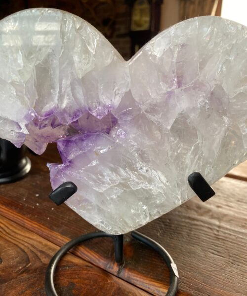 Alternative view of Extra Large – Huge Amethyst Heart 1 Iron Base Purple Quartz Geode Crystal 2.064kg H18.5xW18xD4.5cm