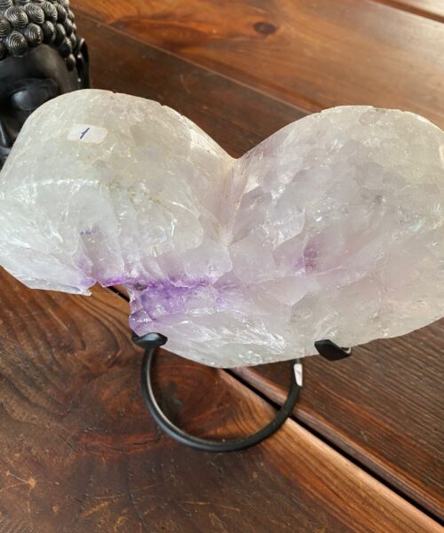 Extra Large – Huge Amethyst Heart 1 Iron Base Purple Quartz Geode Crystal 2.064kg H18.5xW18xD4.5cm - Image 5