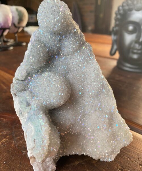 Large Premium High Grade Special Amethyst Angel Aura Druzy 2 Mini Geode Cluster Piece 1.342kg H13xW9xD13cm
