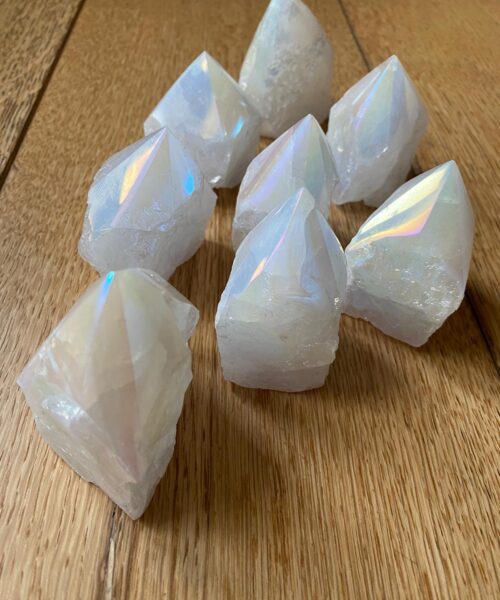 Premium Angel Aura Crystal Clear Quartz Point Tower approx. 100g-200g - H8 x W7cm Picked at Random
