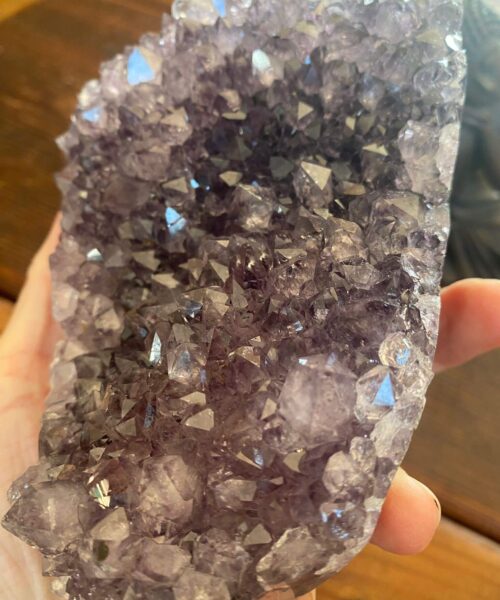 Alternative view of Large Premium High Grade Amethyst Druzy 23 Geode Cluster Piece on Iron Base 1.100g H19xW10xD7cm