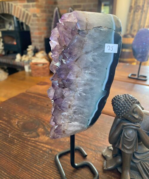 Premium High Grade Amethyst Druzy 25 Geode Cluster Piece on Iron Base 1.001g H22xW7xD6cm - Image 8