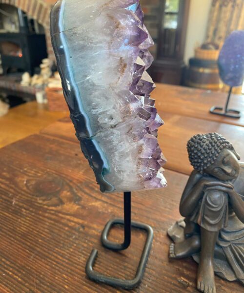 Premium High Grade Amethyst Druzy 25 Geode Cluster Piece on Iron Base 1.001g H22xW7xD6cm - Image 6