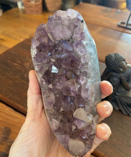 Premium High Grade Amethyst Druzy 25 Geode Cluster Piece on Iron Base 1.001g H22xW7xD6cm - Image 4