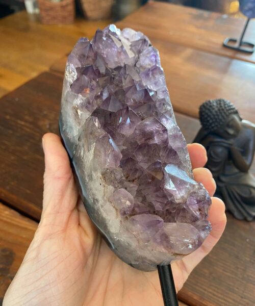 Premium High Grade Amethyst Druzy 25 Geode Cluster Piece on Iron Base 1.001g H22xW7xD6cm - Image 3