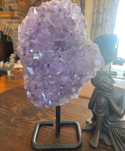 HUGE / Large Premium High Grade Amethyst Druzy 26 Geode Cluster Piece on Iron Base 1.649g H23xW13xD6cm